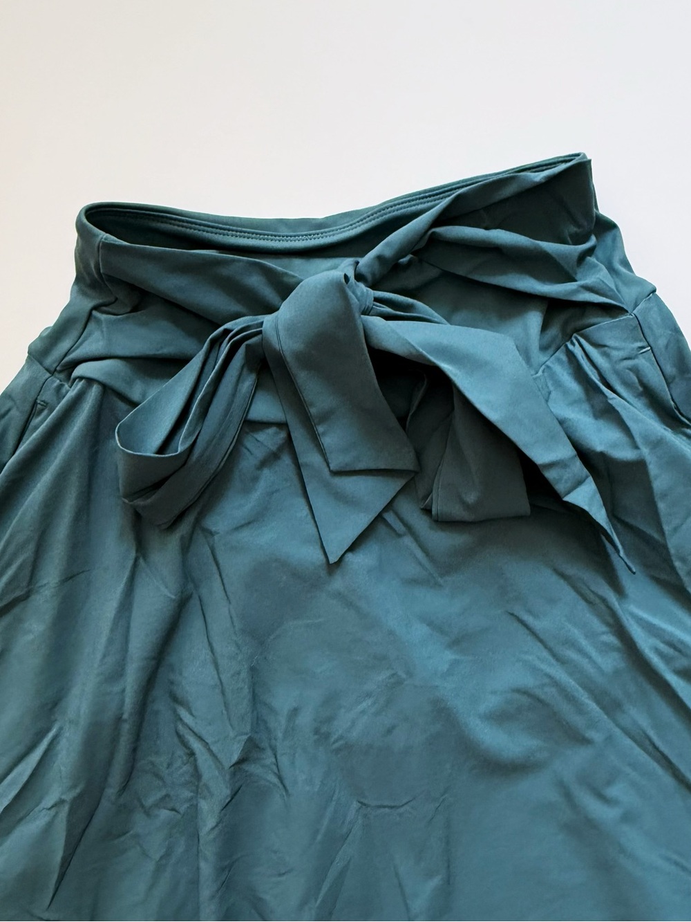 HALARA Teal High Waisted Tie Front A Line Midi Casual Skirt size XS - Picture 6 of 13